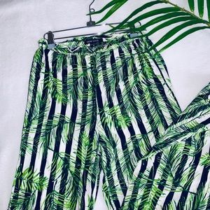 High Waisted Tropical Wide-Leg Pants